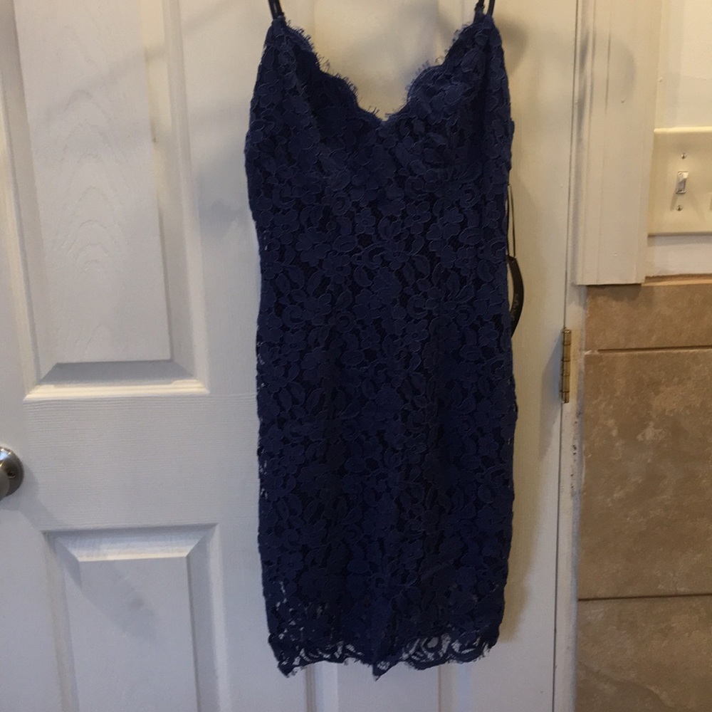 Lulu’s Blue lace overlay cocktail dress